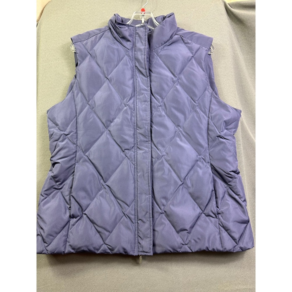 Brooks Brothers 346 Women's Quilted Puffer Vest Slate Blue Full Zip‎ L